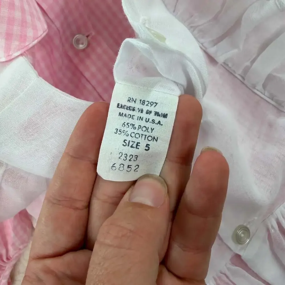 Vintage 1970's Pink Gingham Pinafore Apron Peter Pan Collar Prairie Dress 5T